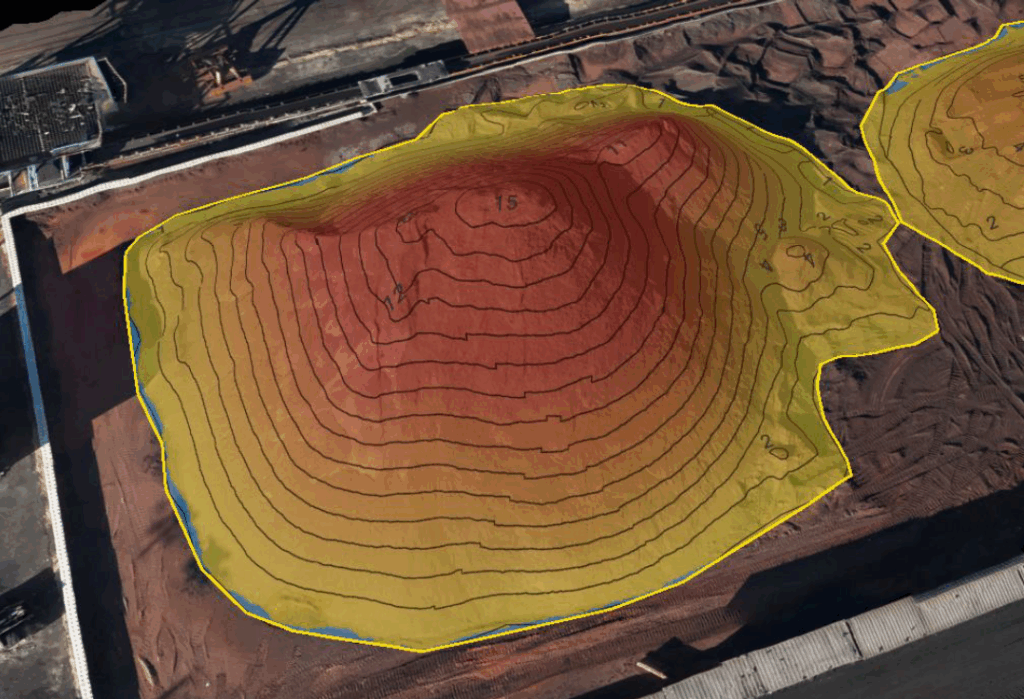 Stockpile donde se detallan las cotas de la zona analizada